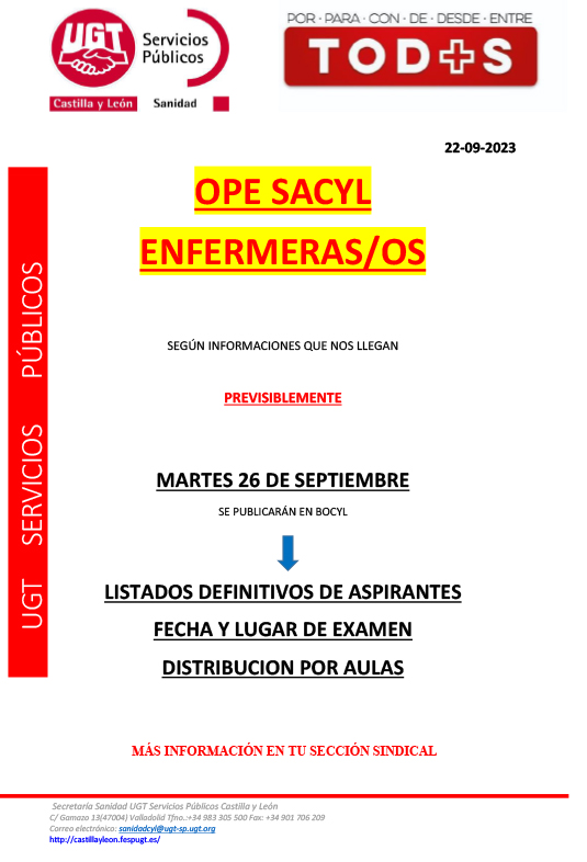 OPE SACYL ENFERMERAS/OS