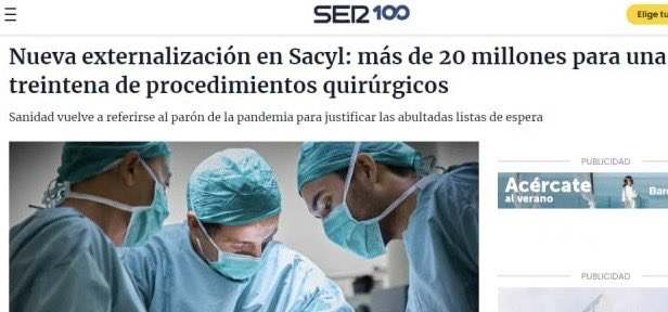 Sacyl emplea 20 millones de euros en derivar cirugías a centros privados.
